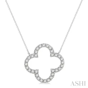 1 Ctw Clover Round Cut Diamond Necklace in 14K White Gold