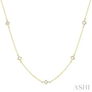 1 Ctw Princess Cut Diamond Fashion Necklace in 14K Yellow Gold