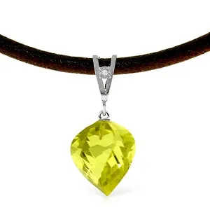 10.76 Carat 14K Solid White Gold Savoire Vivre Lemon Quartz Necklace