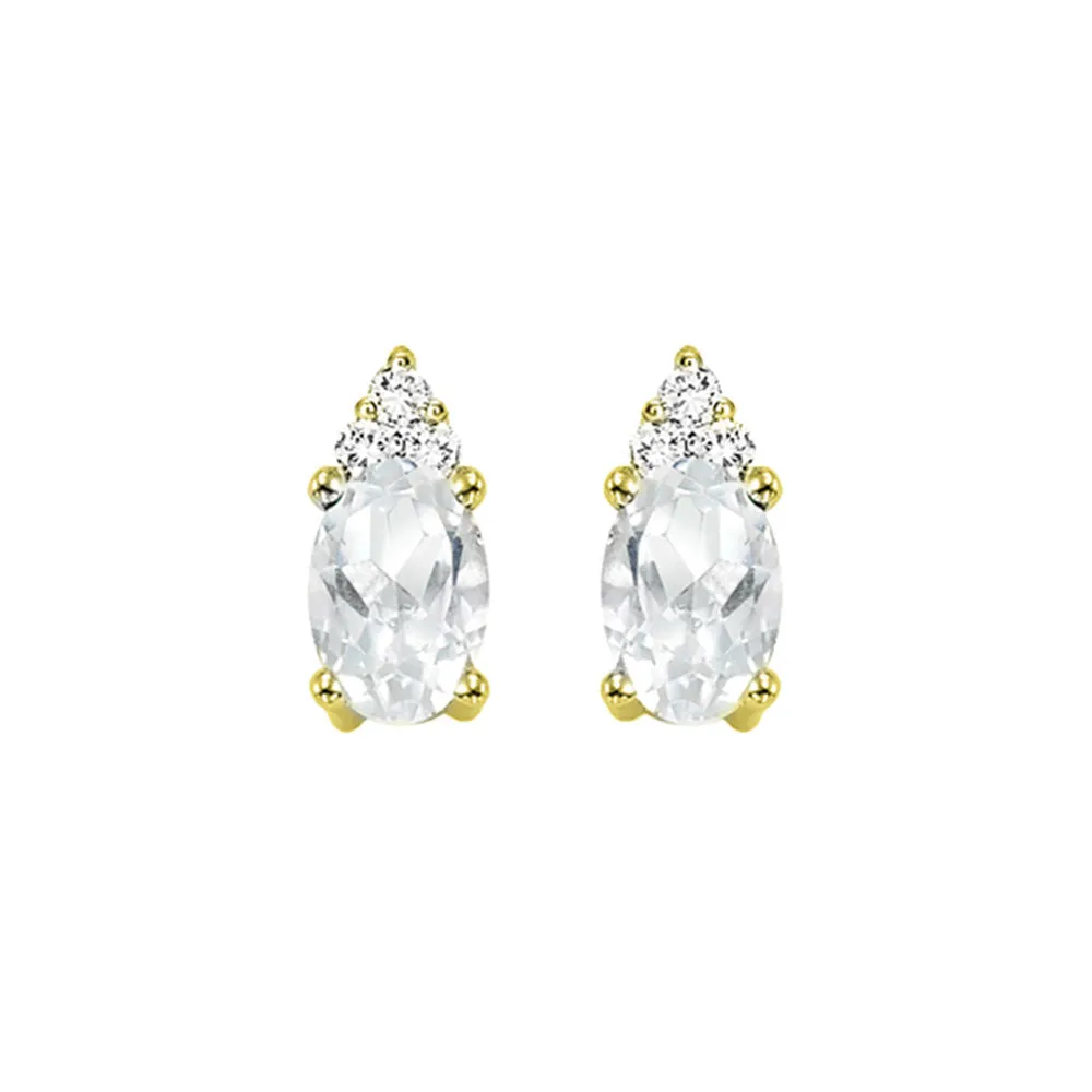 10Kt Yellow Gold Diamond 1/20Ctw & White Topaz 1/2Ctw Earring