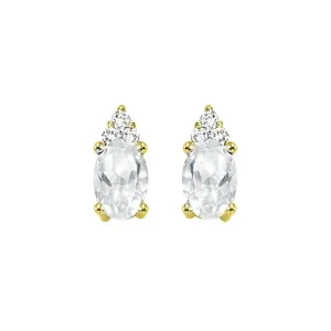 10Kt Yellow Gold Diamond 1/20Ctw & White Topaz 1/2Ctw Earring