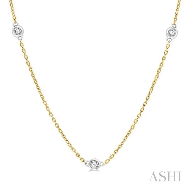 1/2 Ctw Round Cut Diamond Fashion Necklace in 14K Yellow and White Gold