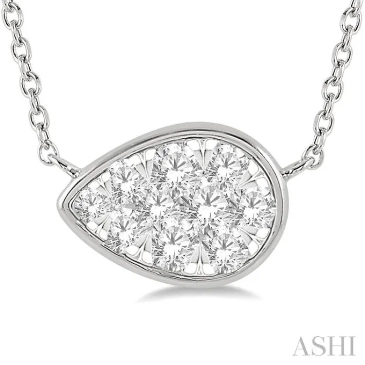 1/3 Ctw Pear Shape Lovebright Diamond Necklace in 14K White Gold