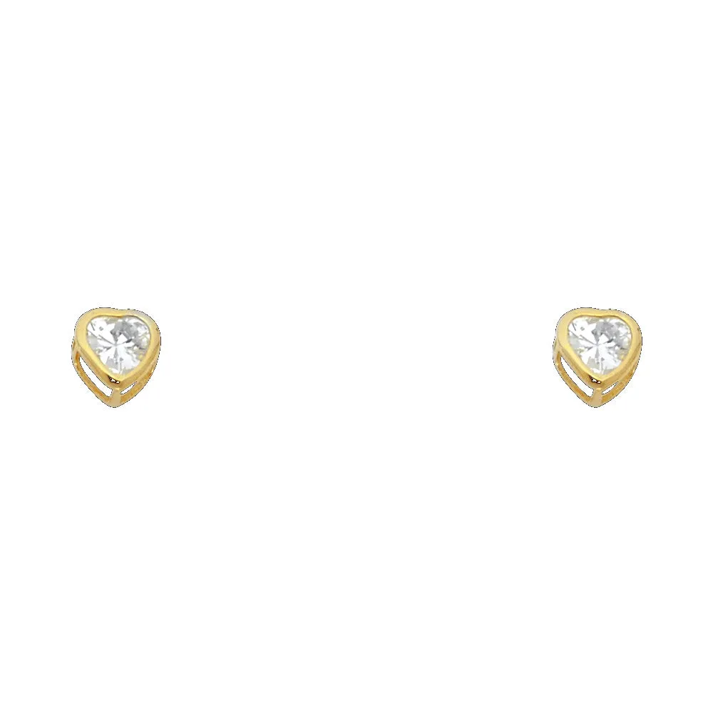 14K 4MM HEART CZ BIRTH STONE STUD EARRINGS