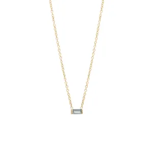 14k Aquamarine Baguette Necklace | March Birthstone