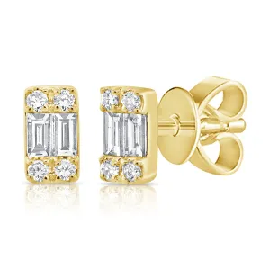 14k Gold & Baguette Diamond Earrings - 0.19ct