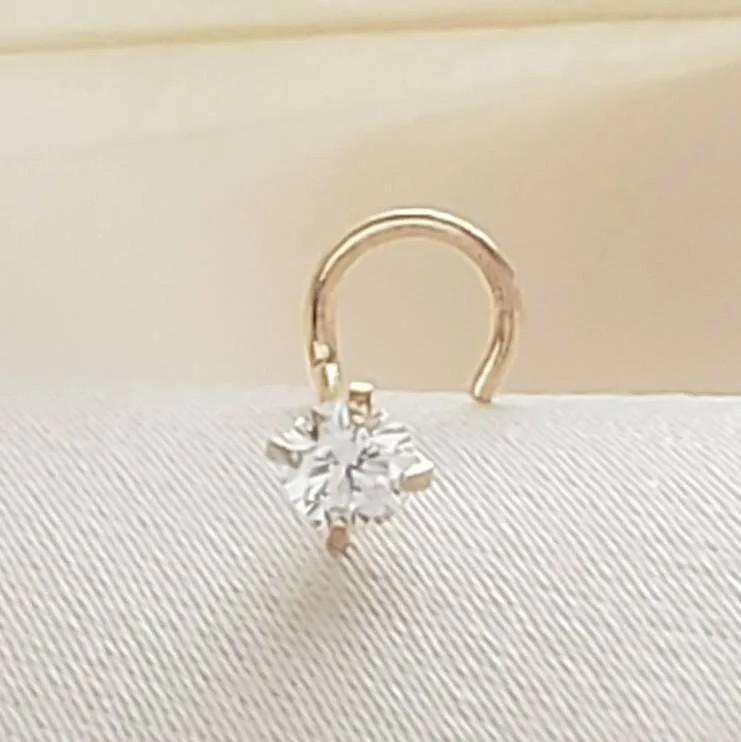 14K Gold & Diamond CZ Nose Stud