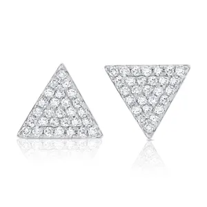 14k Gold & Diamond Triangle Stud Earrings - 0.16ct