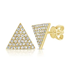 14k Gold & Diamond Triangle Stud Earrings - 0.21ct