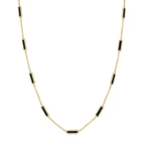 14k Gold & Onyx Station Necklace