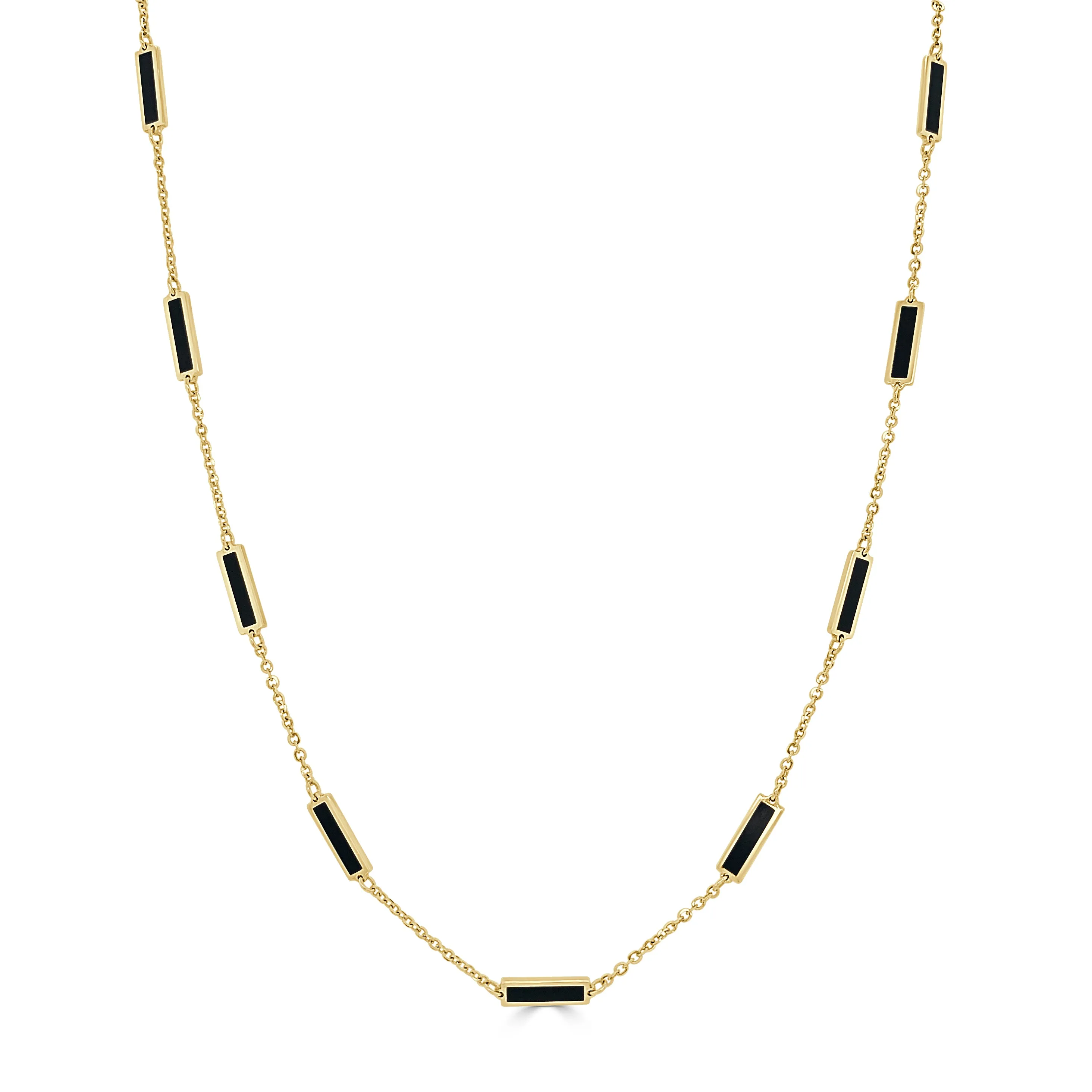 14k Gold & Onyx Station Necklace