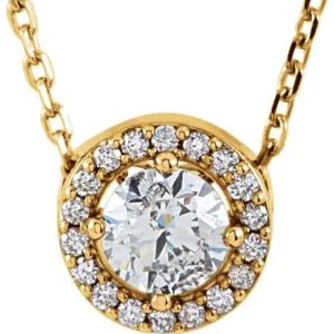 14K Yellow 1/3 CTW Lab-Grown Diamond Halo-Style 16" Necklace