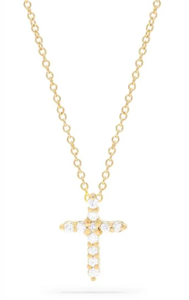 14K Yellow Gold Diamond Cross Pendant