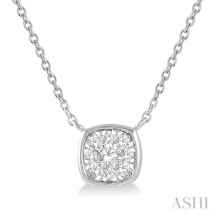 1/6 Ctw Cushion Shape Lovebright Diamond Necklace in 14K White Gold