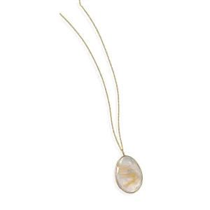 16" 1" 1" Extension 14 Karat Gold Plated and Rutilated Quartz Necklace