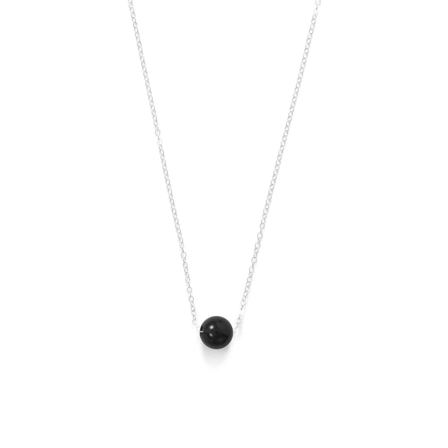 16"   2" Floating Black Onyx Bead Necklace