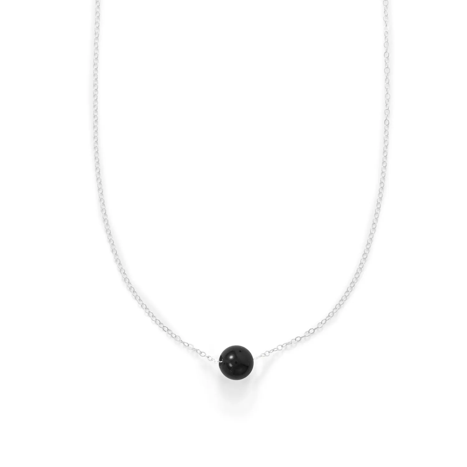 16"   2" Floating Black Onyx Bead Necklace