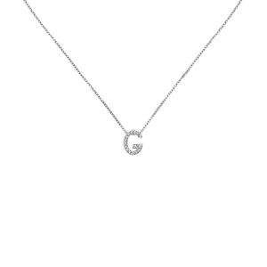 18k Gold Initial Letter "G" Diamond Pandent   Necklace