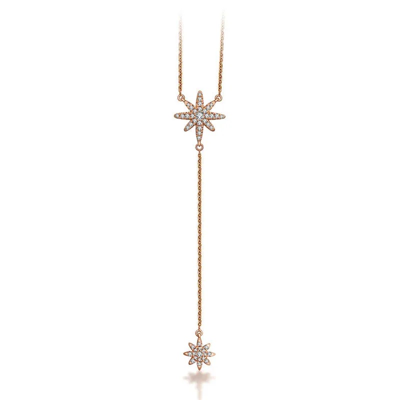 18k Gold Star Dangling Diamond Necklace