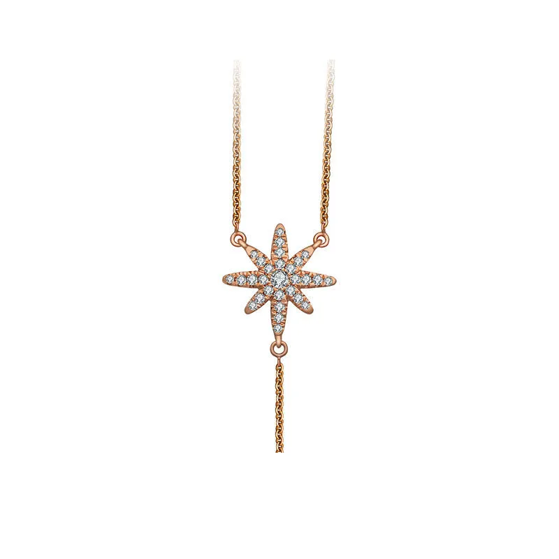 18k Gold Star Dangling Diamond Necklace