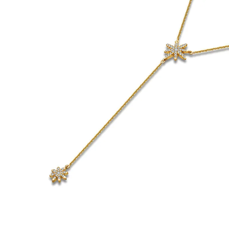 18k Gold Star Dangling Diamond Necklace