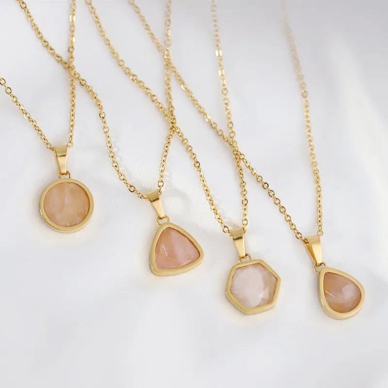 18K Plated Rose Quartz Necklace