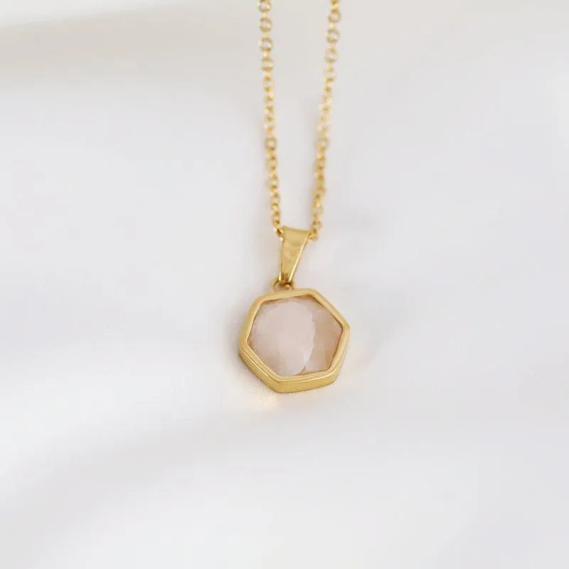 18K Plated Rose Quartz Necklace