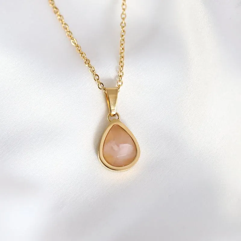 18K Plated Rose Quartz Necklace