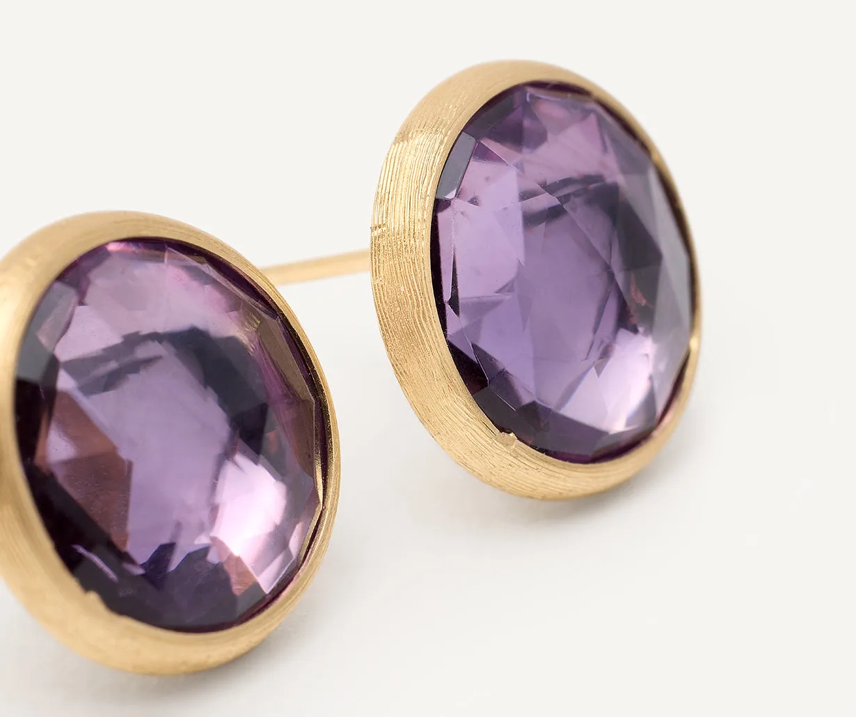 18K Yellow Gold Amethyst Medium Stud Earrings