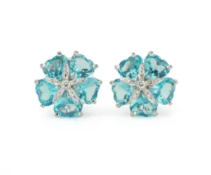 18kt White Gold Sand Dollar Earring with Blue Topaz and Diamonds