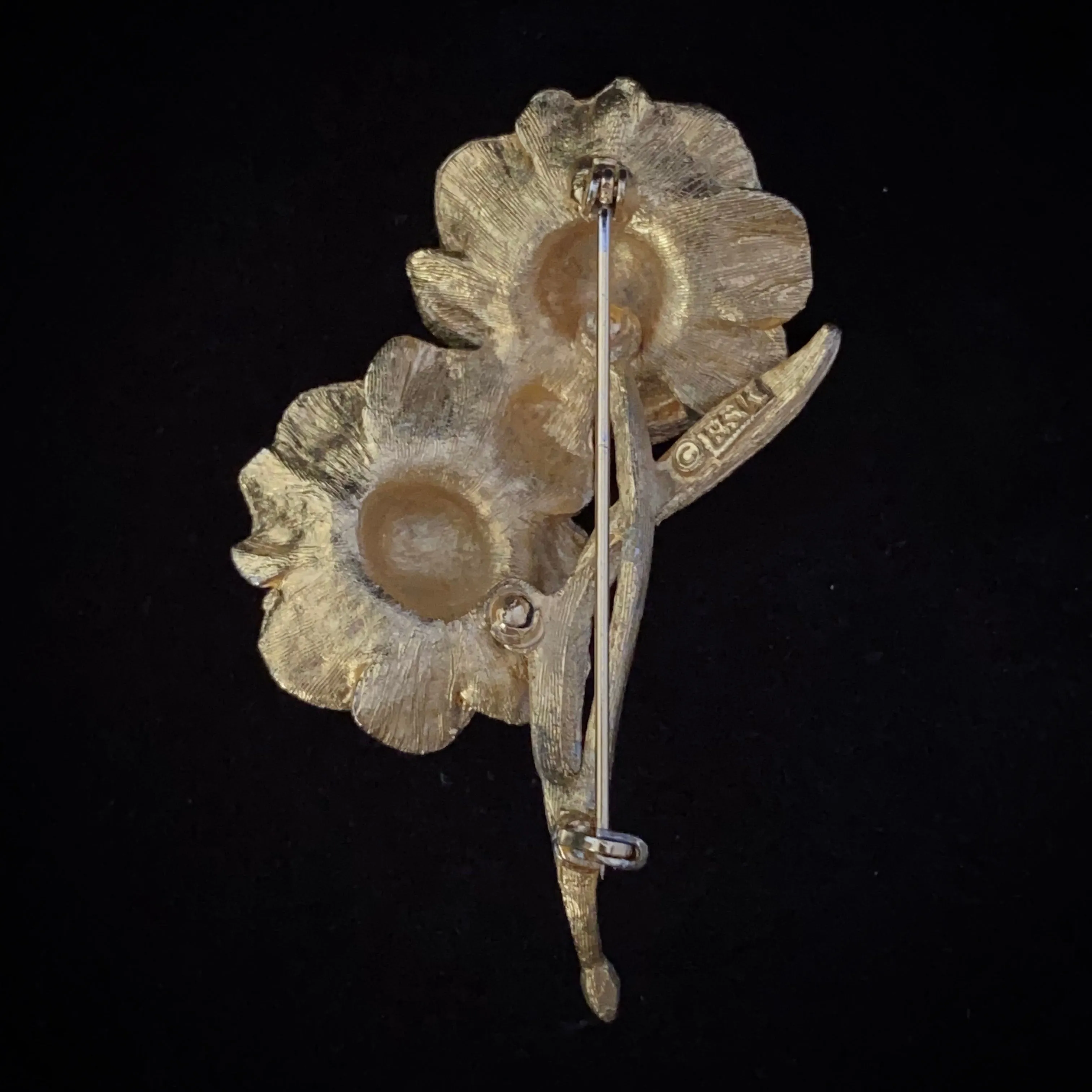 1950s BSK Gold & Pearl Flower Brooch