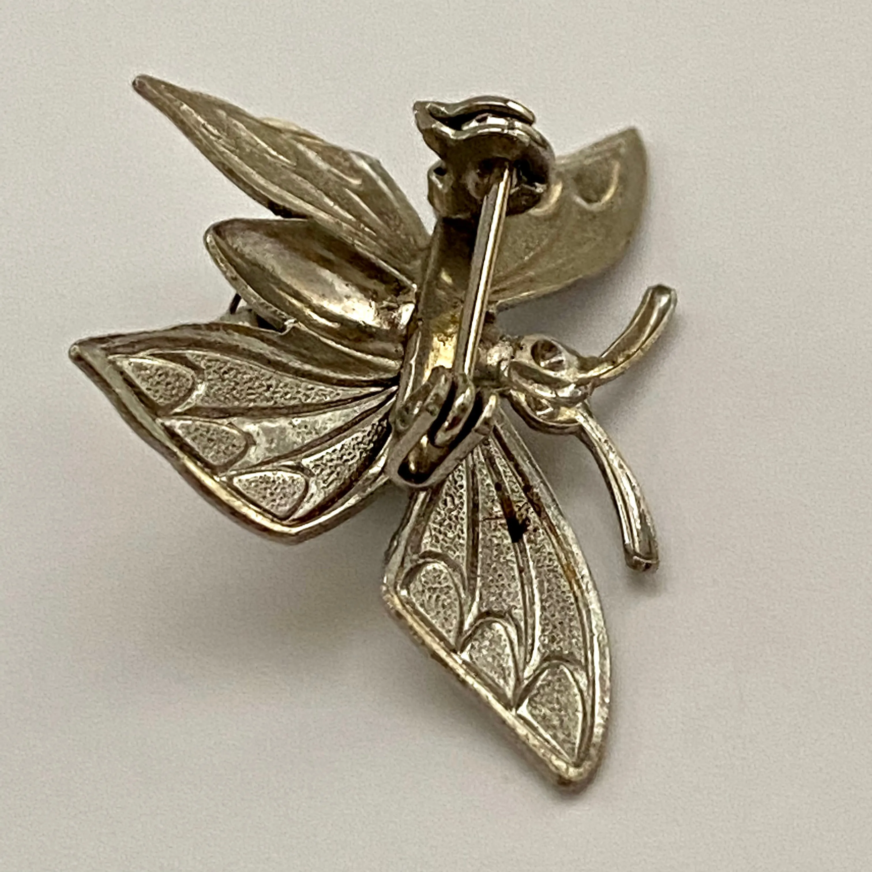 1970s Polished Stone Moth Brooch