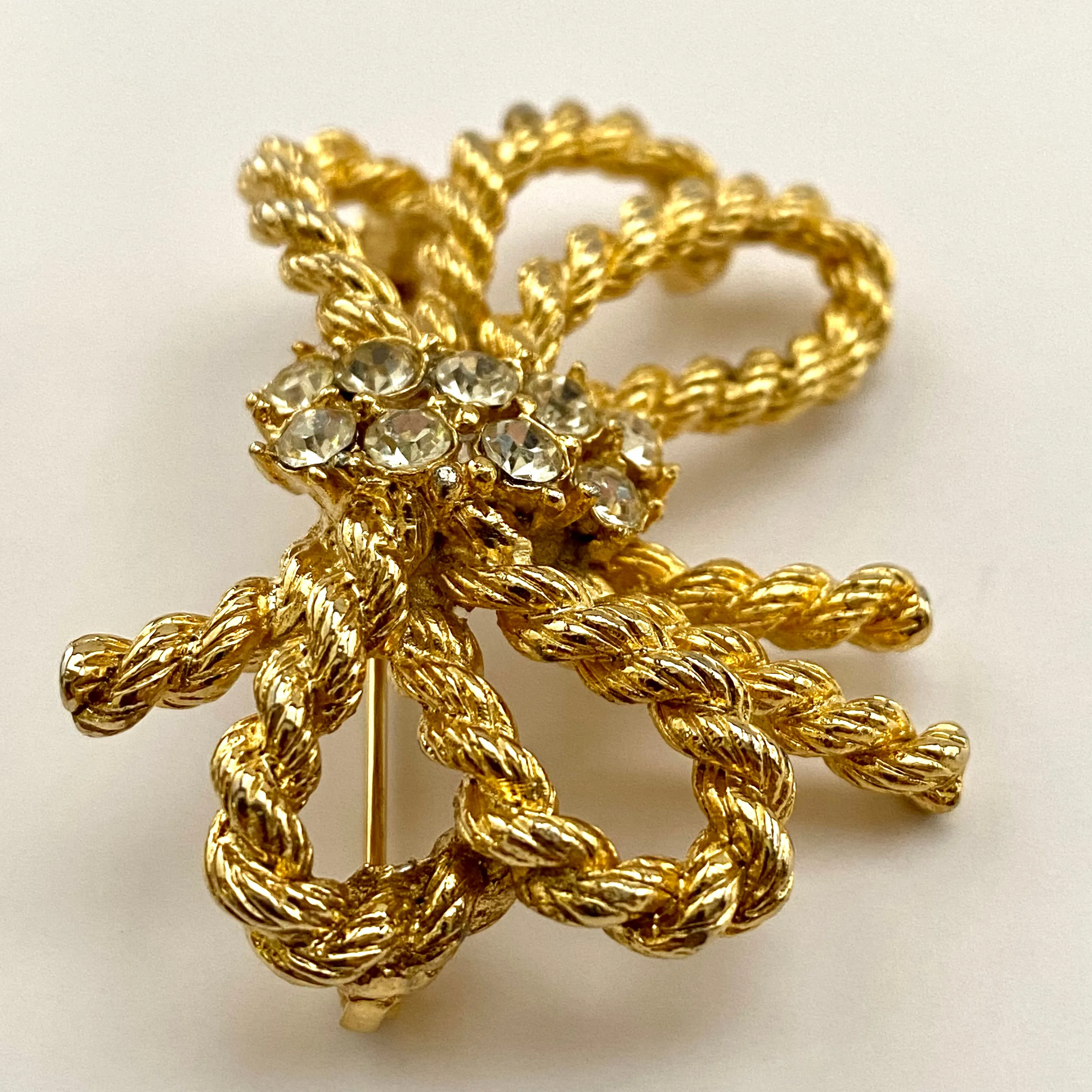 1980s MJENT Rhinestone Bow Brooch