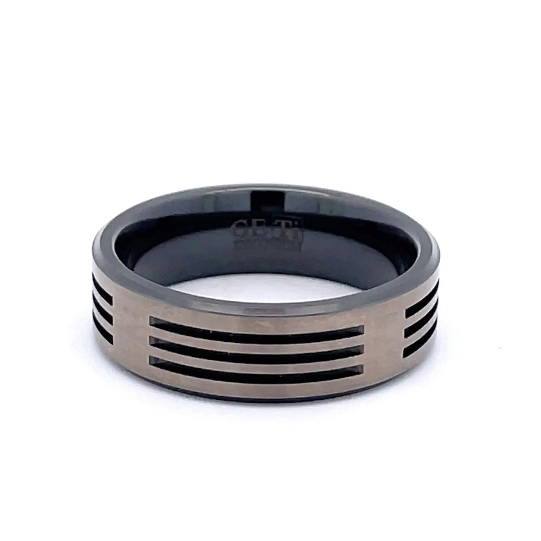 7mm Titanium & Black Zirconium GETi Ring Size T