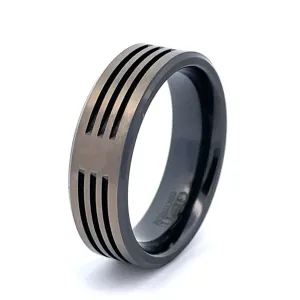 7mm Titanium & Black Zirconium GETi Ring Size T