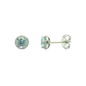 9ct Blue Topaz & Diamond Stud Earrings