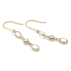 9ct Yellow Gold Round & Oval White Topaz Drop Earrings