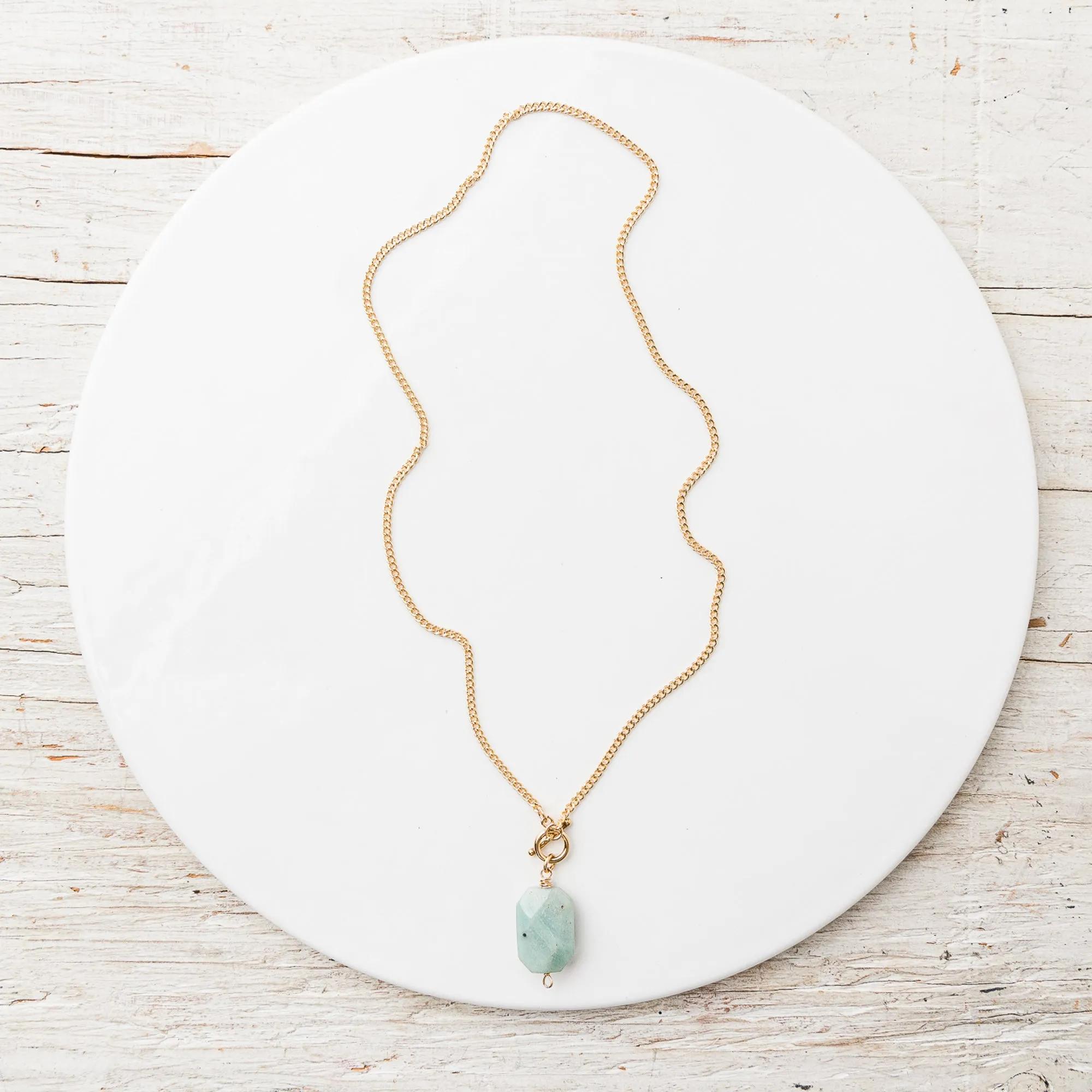 Amazonite Octagon Drop Necklace