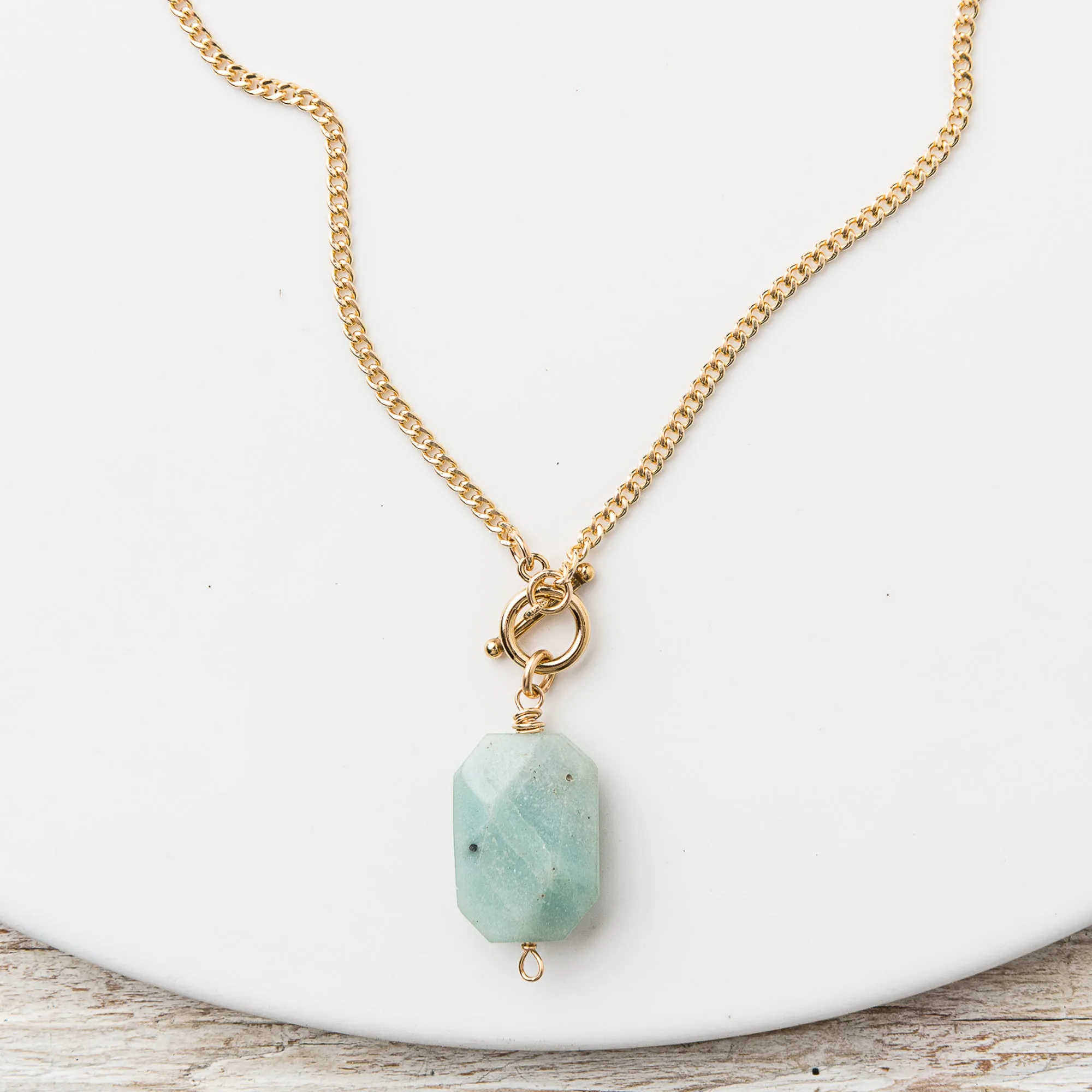 Amazonite Octagon Drop Necklace