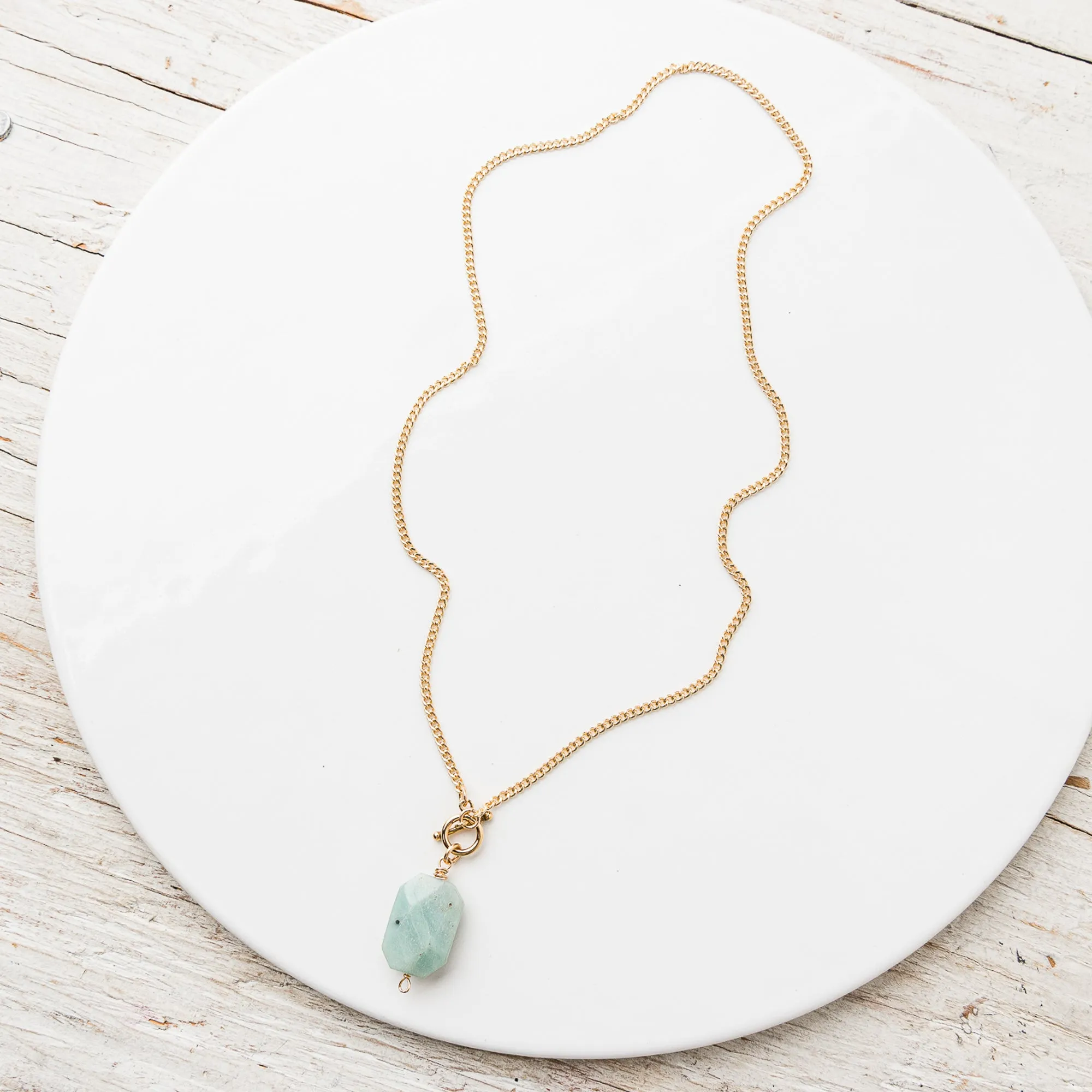 Amazonite Octagon Drop Necklace