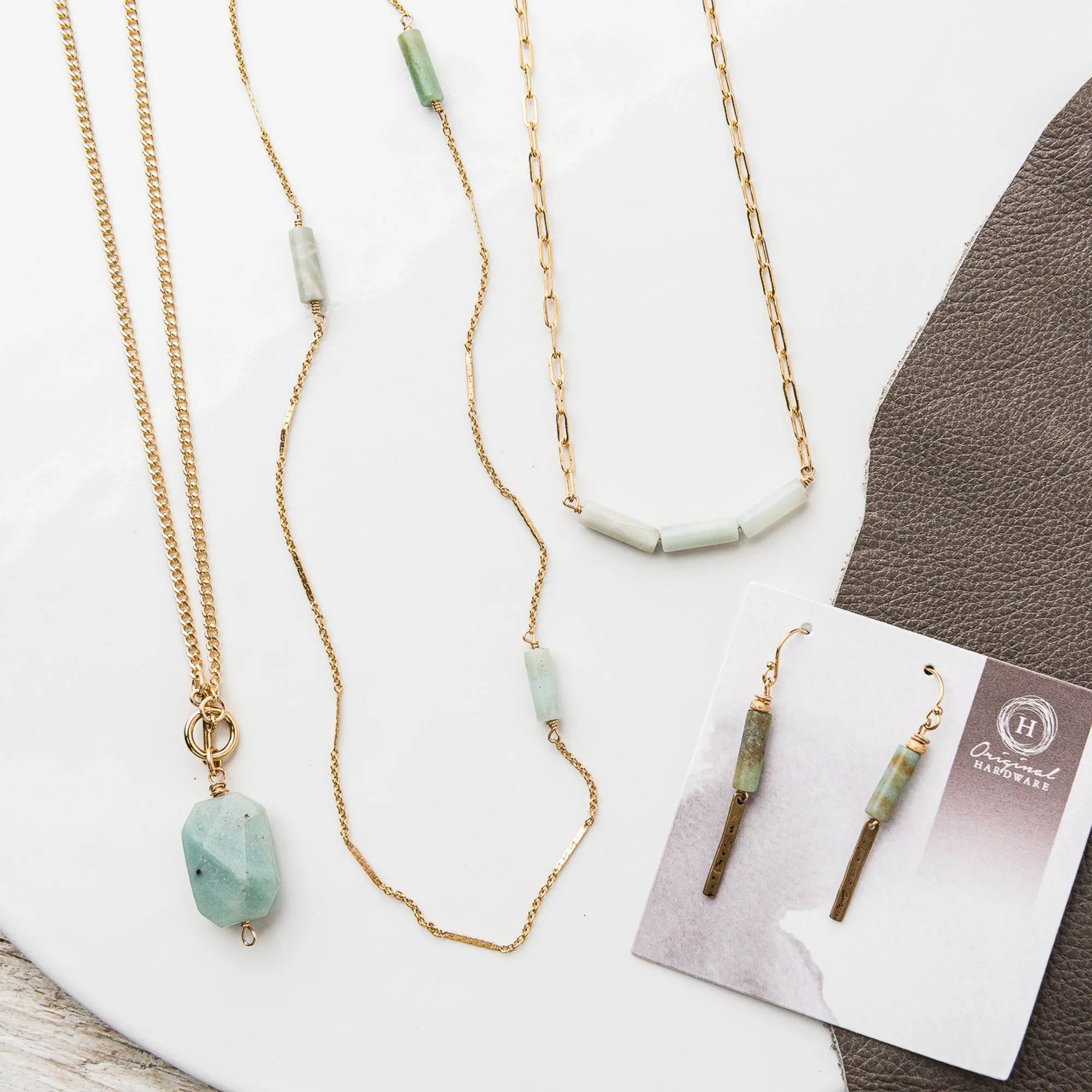 Amazonite Octagon Drop Necklace