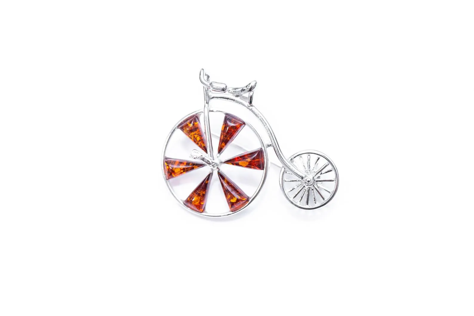 Amber Detail Penny Farthing Brooch