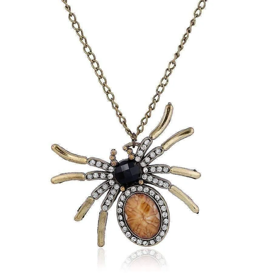 Antiquity Large Rhinestone Spider Necklace