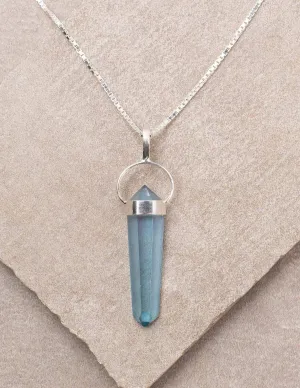 Aqua Aura Quartz Pendant Necklace