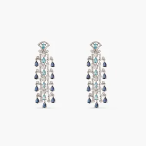 Aqua Shine CZ Drop Silver Earrings