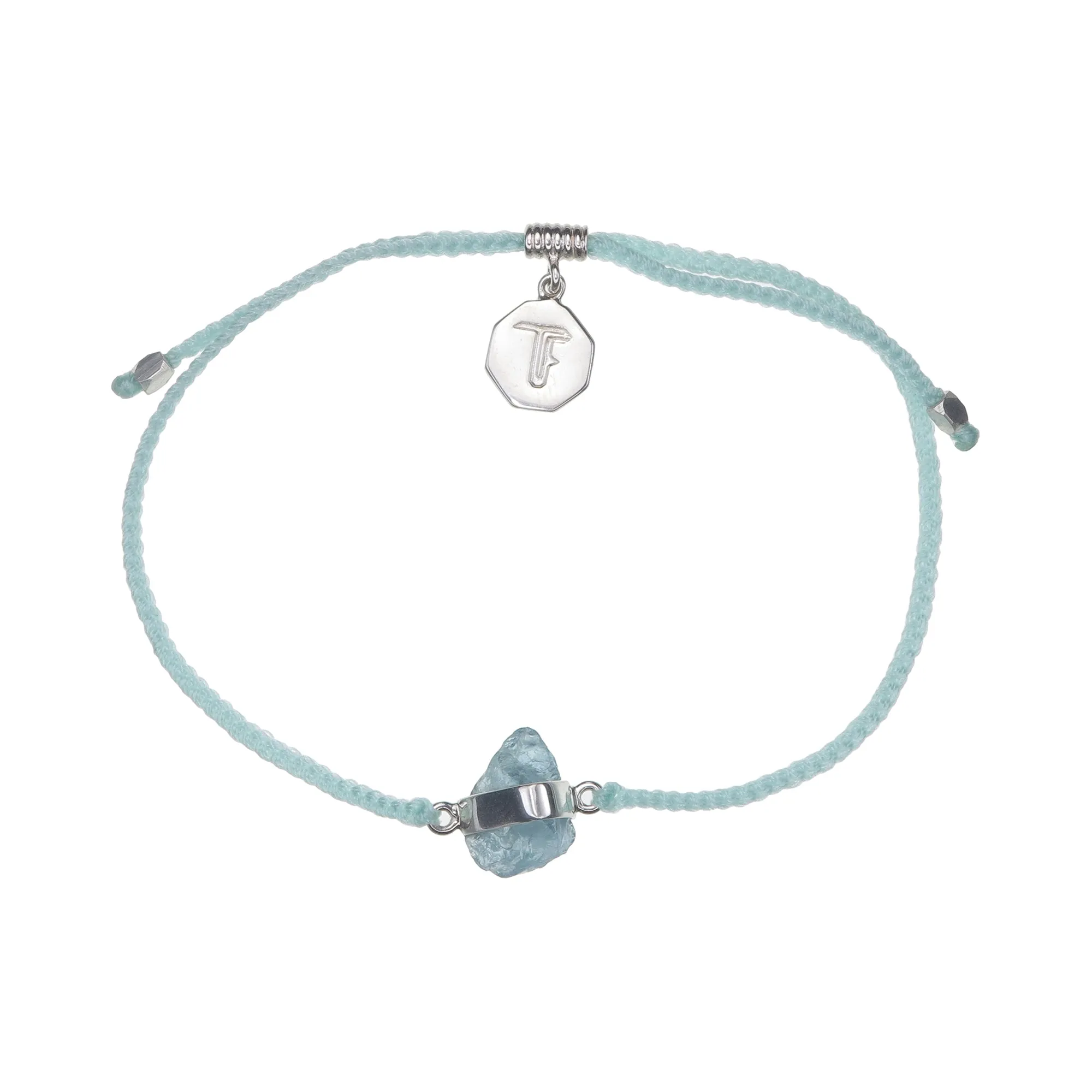 AQUAMARINE CRYSTAL BRACELET - MINT - SILVER