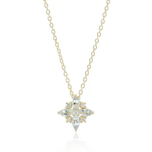 Aquamarine Star & Diamond Pendant Necklace