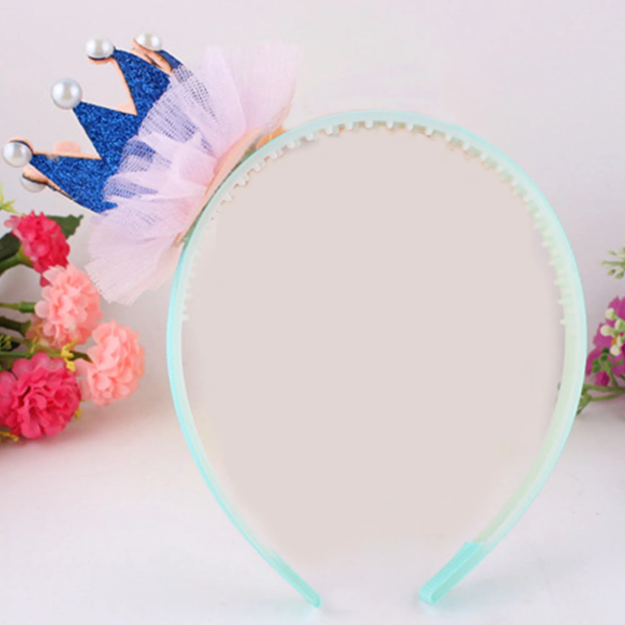 Babymoon Princess Girl’s Pearl Crown Headband | Hair Accessories | Blue