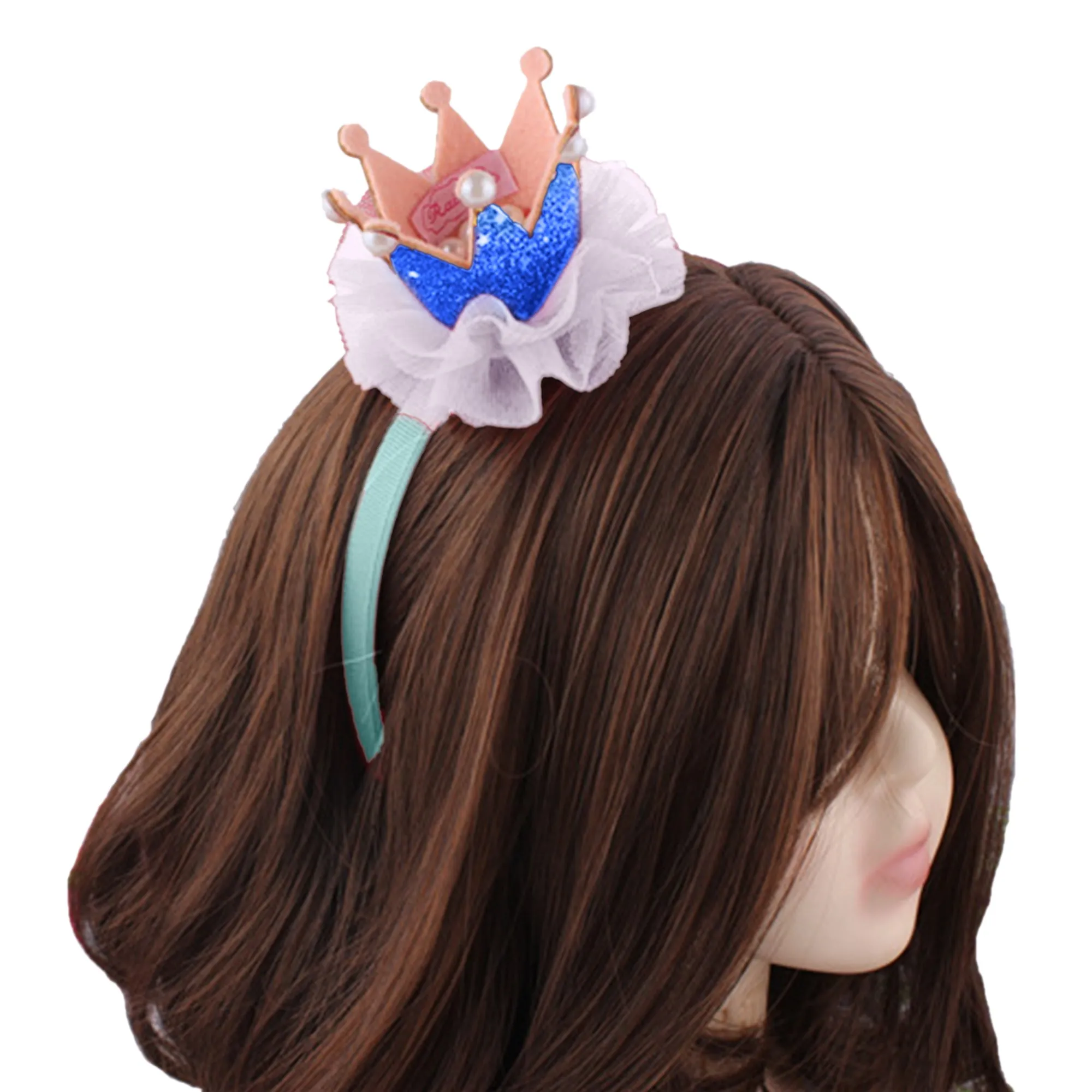 Babymoon Princess Girl’s Pearl Crown Headband | Hair Accessories | Blue