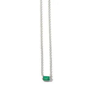 Baguette Mini Necklace, Green Onyx, Silver